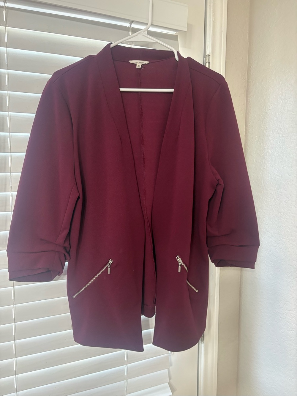 Maurices Wine Open-Front Blazer with Zip Pockets
